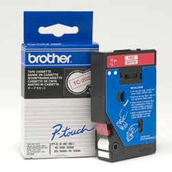 Ruban laminé rouge sur blanc 12mx7.7m pour BROTHER P-Touch 2000