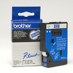 Ruban laminé blanc sur bleu 9mmx7.7m pour BROTHER P-Touch 500