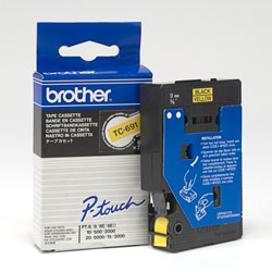 Ruban laminé noir sur jaune 9mm x 7.7m pour BROTHER P-Touch 2001