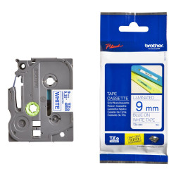 Ribbon laminé blue sur blanc 9mm 0.9cm x 8m for BROTHER P-Touch 2420