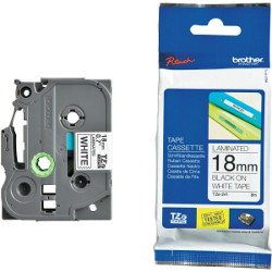 Ribbon laminé black sur blanc 18mm roller 1.8cm x 8m TZe241CIV  for BROTHER P-Touch 210