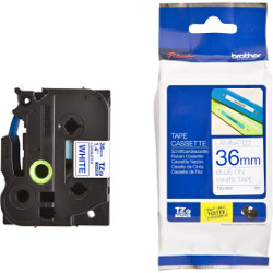 Ribbon laminé blue sur blanc 36mm roller 3.6cm x 8m for BROTHER P-Touch 3600