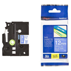 Ribbon laminé blanc sur blue 12mm roller 1.2cm x 8m for BROTHER P-Touch 210