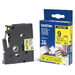 Ruban laminé noir sur jaune 9mm 0.9cm x 8m pour BROTHER P-Touch 2400