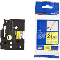 Ribbon flexible black sur yellow 24mm roller 2.4cm x 8m for BROTHER P-Touch 540