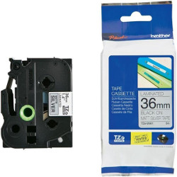 Ribbon laminé black sur argent mat 36mm roller 3.6cm x 8m for BROTHER P-Touch 3600