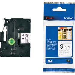 Black ribbon sur blanc non laminé 9cm x 8m TZEN221 for BROTHER P-Touch 9600