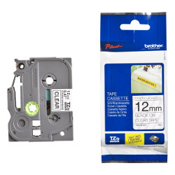 Bande adhésive laminée trés résistante black sur transparent roller 1.2cm x 8m for BROTHER P-Touch 2700