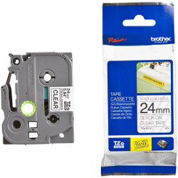 Bande adhésive laminée trés résistante black sur transparent 24mm roller 2.4 x 8m for BROTHER P-Touch 2700