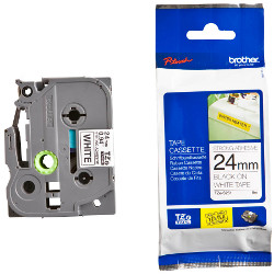 Bande adhésive laminée trés résistante black sur blanc 24mm roller 2.4cm x 8m for BROTHER P-Touch 9600
