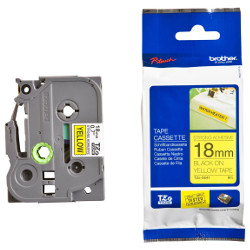 Bande adhésive laminée trés résistante black sur yellow 18mm roller 1.8cm x 8m for BROTHER P-Touch 9600