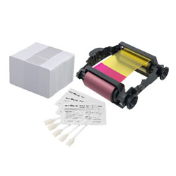 Pack 1 ruban couleur 100 faces + 100 cartes PVC 0.76mm.Remplace la référence VBDG101EU. pour EVOLIS Badgy 1